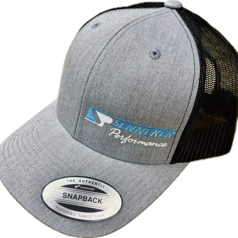 Heather Grey on Black Snap Back Hat